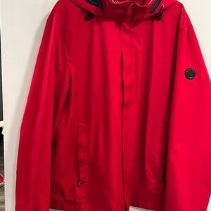 Nautica Red Hooded Lightweight Jacket